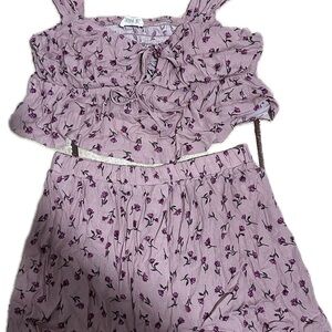 Purple Floral Two-Piece Set